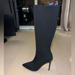 Saks 5th Avenue Black Knee-High Stiletto Sock Boots